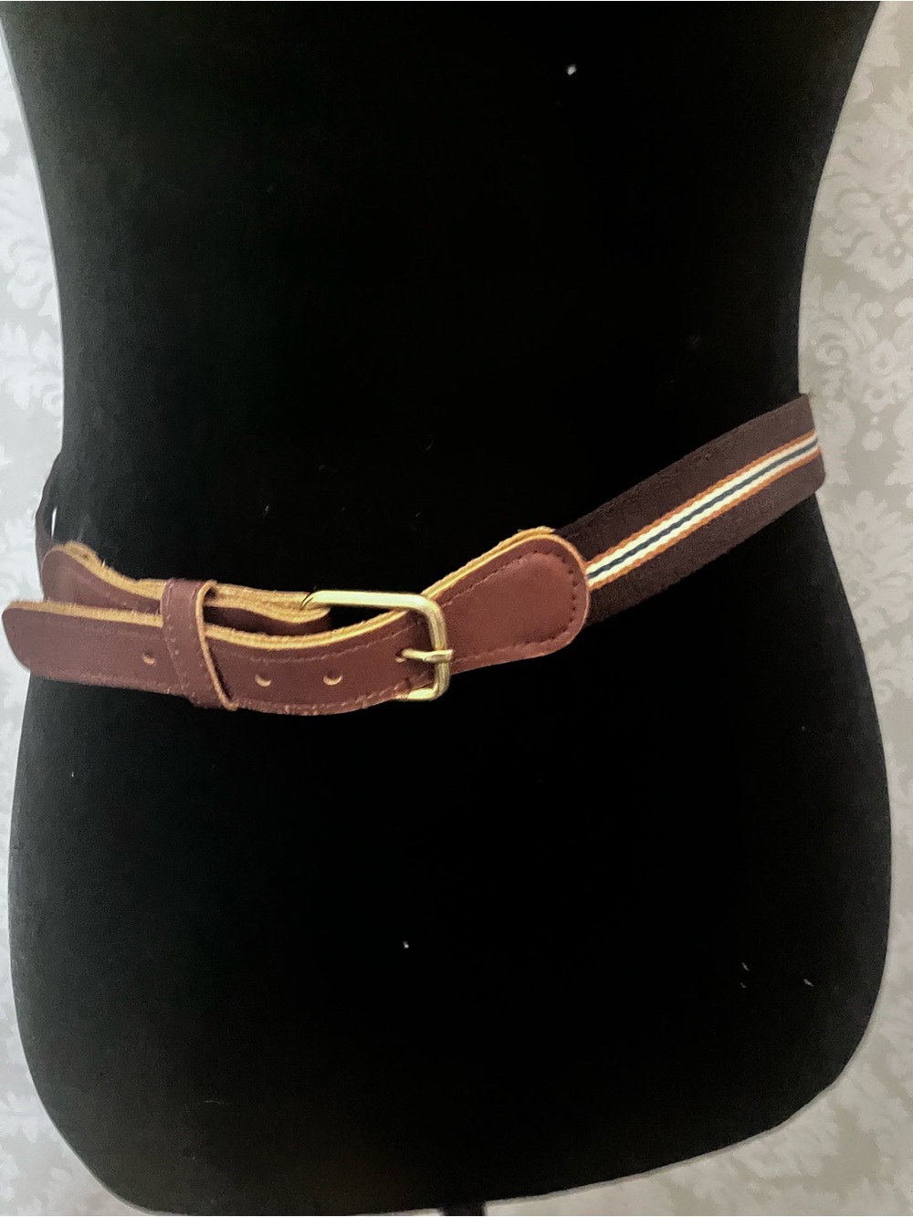 Grosgrain Ribbon Leather Tab Belt